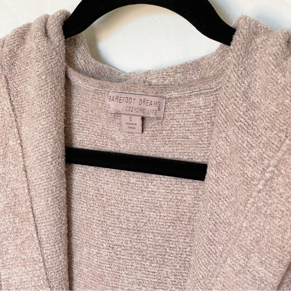 Barefoot Dreams CozyChic Lite Hooded Cardigan Dusty Rose Size Small - Picture 4 of 8